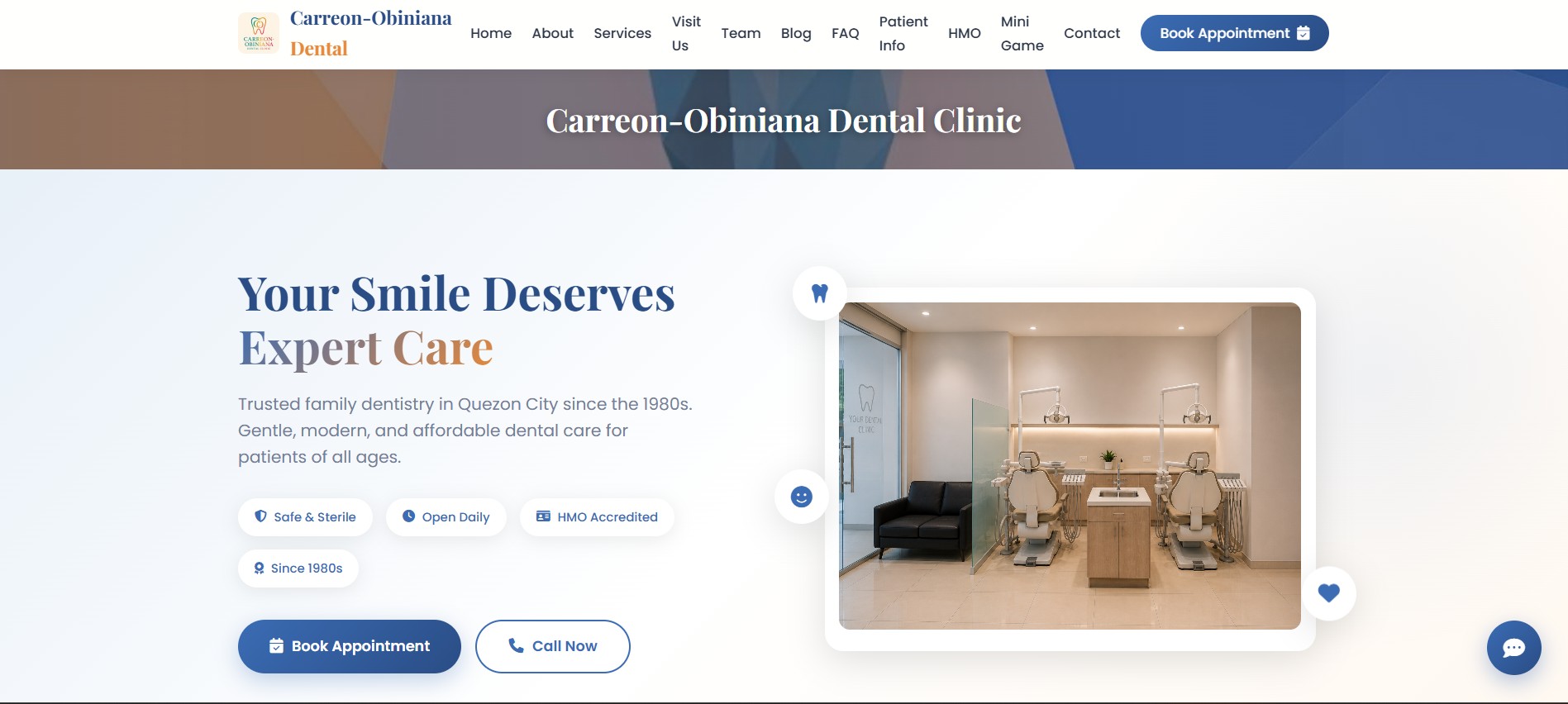 Carreon-Obiniana Dental Clinic website screenshot